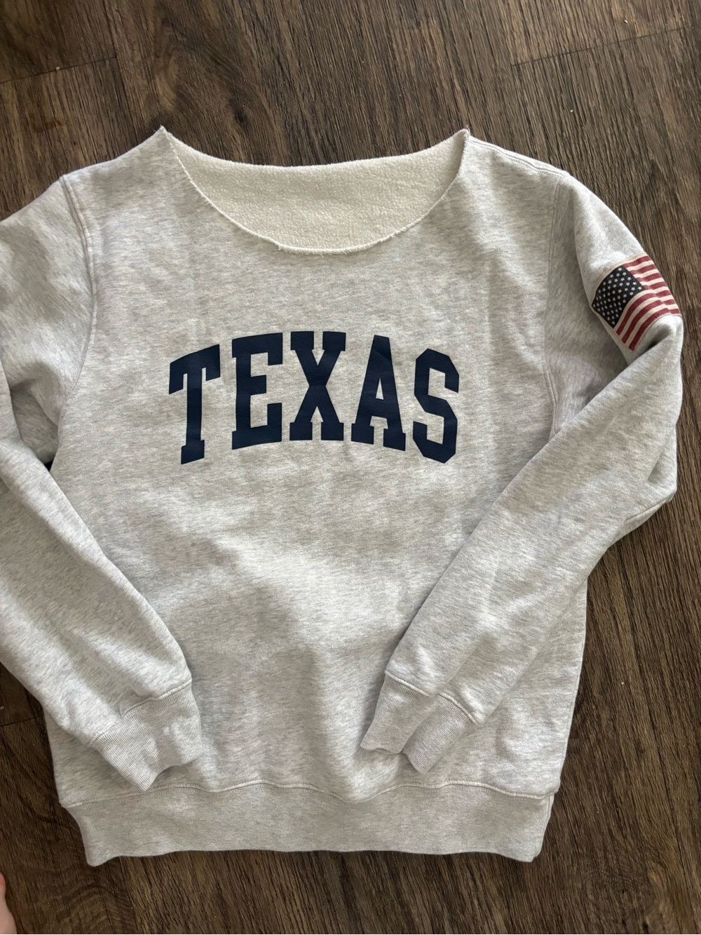 Brandy Melville Gray "TEXAS" Sweatshirt with Flag Patch